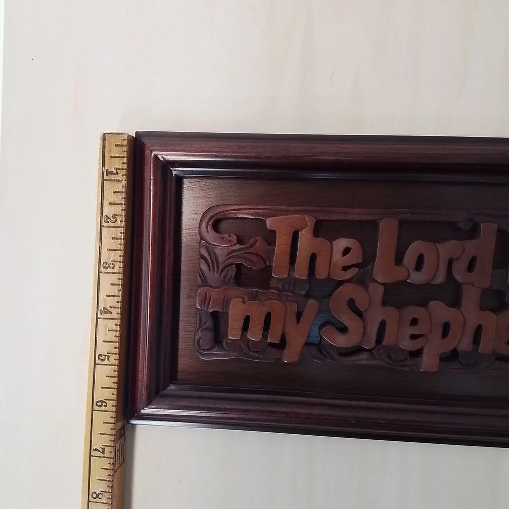 Shalom Indonesia Hand Carved Solid Mahogany Wood Lord is My Shepherd‎ Wall Art